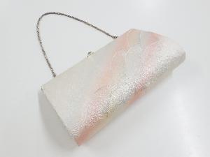 リサイクル　銀糸波模様刺繍和装バッグ